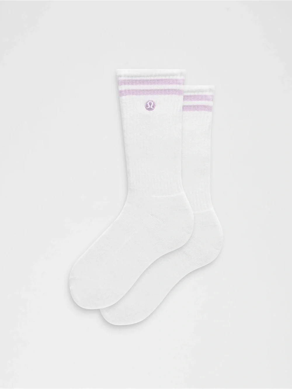 NWT Lululemon Unisex Daily Essential Crew Socks Stripe White/ Lilac Play